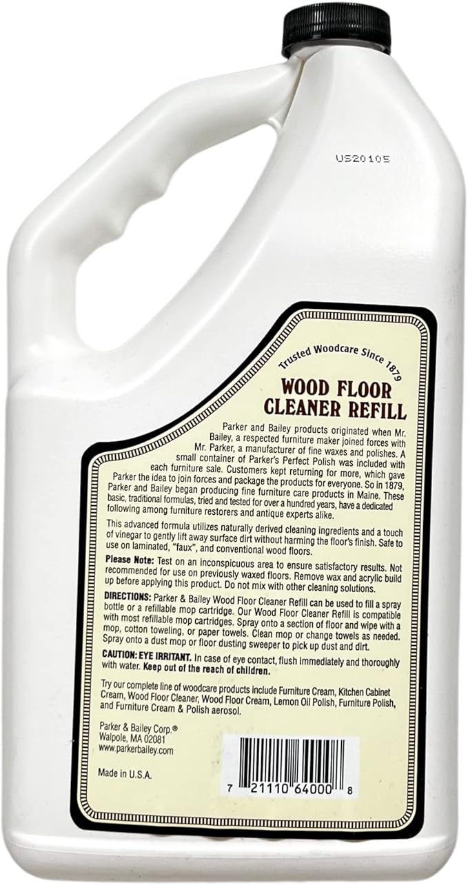 PARKER & BAILEY WOOD FLOOR CLEANER – Use on Hardwood, Laminated or Faux Finished Floors. Shine Restorer Protector, Surface Cleaner House Cleaning Supplies Home Improvement, Natural Look, Cuts Grease