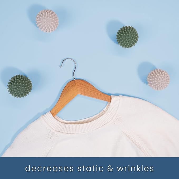 S&T INC. Reusable Plastic Dryer Balls, Fabric Softener for Laundry, Sage and Grey, 2.5 in, 6 Pack