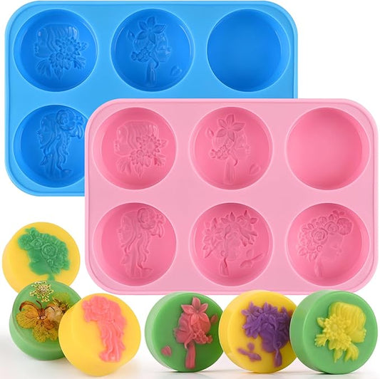 Moukiween Circular Silicone Soaps Mold,Loofah Soaps Molds,2PCS Silicone Soap Mold,Suitable for Making Soap,Bath Bombs,Shampoo Sticks,Candles and DIY Resin Handicrafts