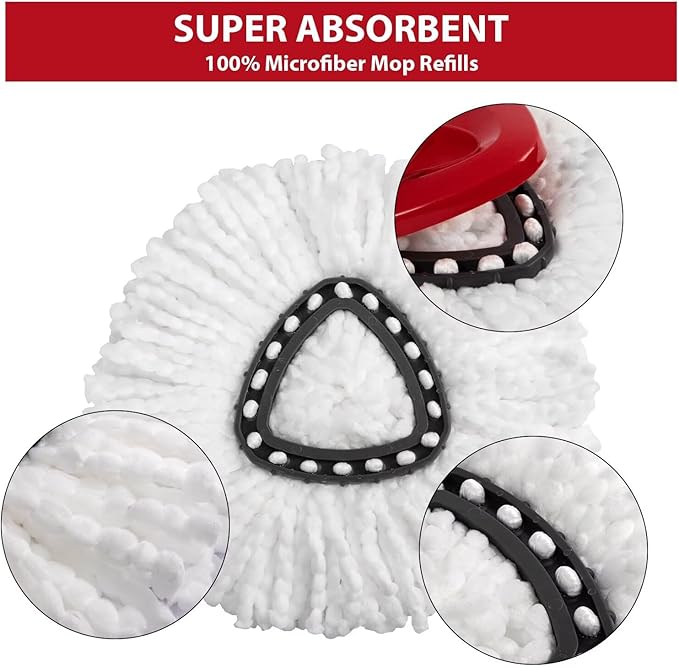 4-Pack Mop Replacement Heads for Ocedar Mop Replace Head EasyWrin Spin Mop Heads Replacements, Easy Cleaning Mop Head Replacement