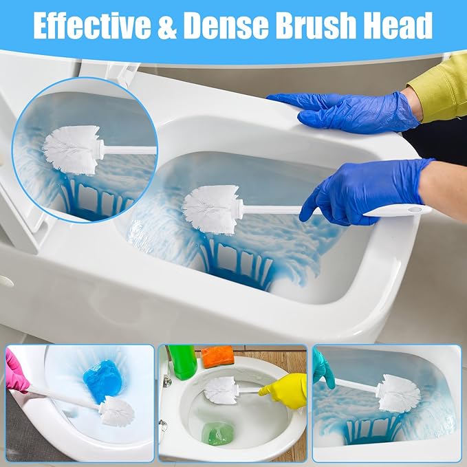 JIEYAO 15 Pcs Heavy Duty Toilet Brush, 14.2 Inch Commercial Toilet Bowl Brush White Long Scrubber Cleaning Scrub with PP Handle Nylon Bristles for Bathroom Household Cleaning