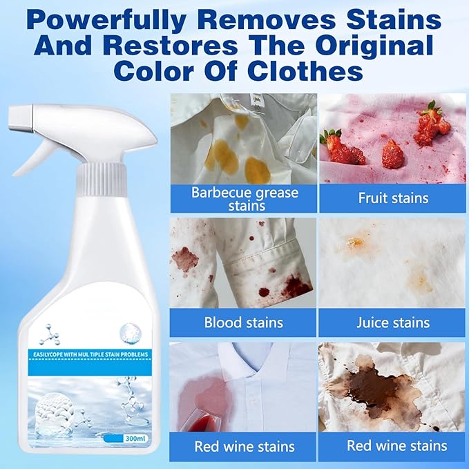 Stain Remover, Dry Clean on the Go Stain Remover Spray, 300m Laundry Stain Remover Spray, No Water, No Waiting, Removal Grease for Clothes Shoes Laundry