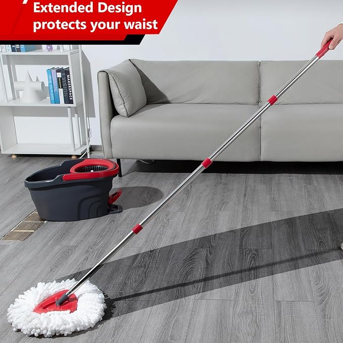 Mop Handle Replacement,4 Section Compatible with O-Cedar Spin Mop Refills 30"" to 58"" with 1 Mop Head Basee Fits O-Cedar EasyWring 1 Tank Spin