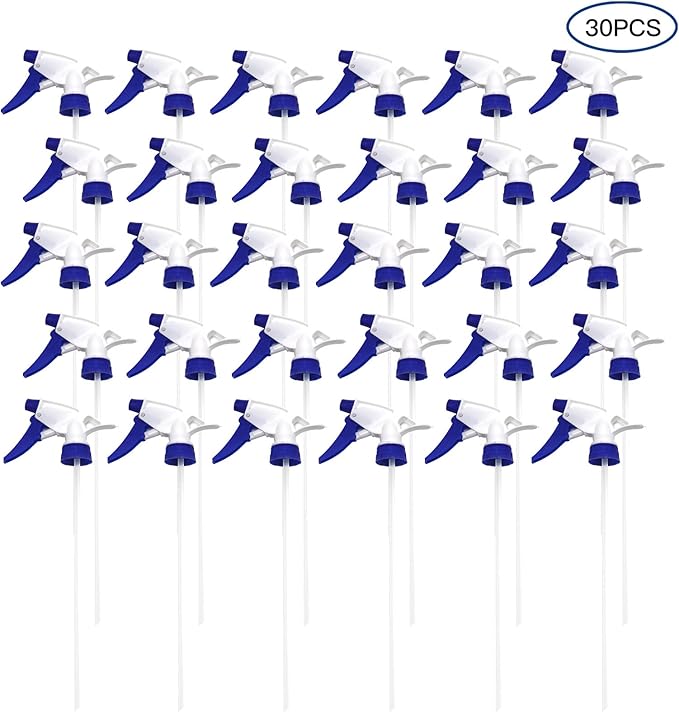 30 Pack Spray Bottle Nozzles, Heavy-Duty Stream Trigger Spray Nozzle Replacement Parts Adjustable Head Sprayer with Mist Stream Sprayer Fits 8oz /16oz Spray Bottles Round 28/400 Neck Bottles (Blue)