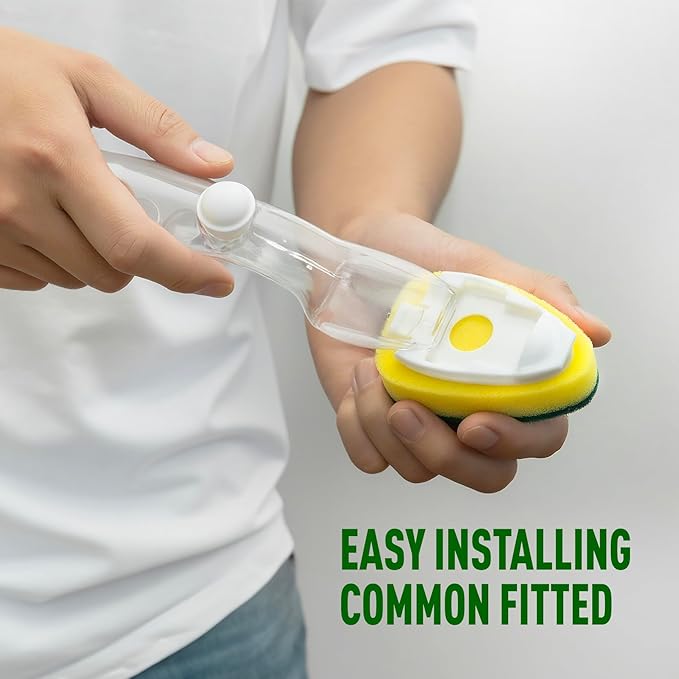 Non Scratch Dishwand Refills Sponge Heads, Heavy Duty Scrub Brush Sponges, Soap Dispensing Scrubbers, Common Compatible Dish Wand Refill Head Replacements for Kitchen Sink Dishwashing Cleaning