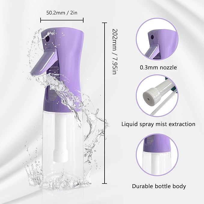 Spray Bottle for Hair Continuous Ultra Fine Mist (300ml) 360° Multi Spray Bottle for Plants, Cleaning, Skin Care Leakproof & Durable 2 Pack