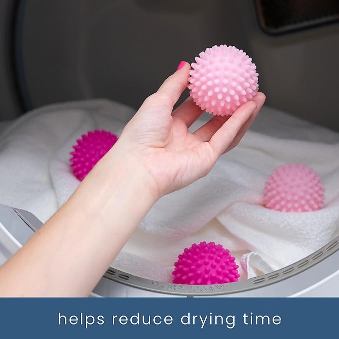 S&T INC. Reusable Plastic Dryer Balls, Fabric Softener for Laundry, Pink, 2.5 in, 4 Pack