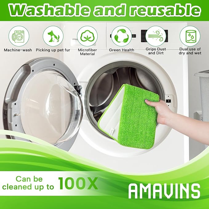 3 Pack Microfiber Cleaning Pads with All Bona Mop, Reusable Microfiber Mop Pads for 18 Inch Mop, Hardwood Floor Replacement Cleaning Mop Pads, Machine Washes