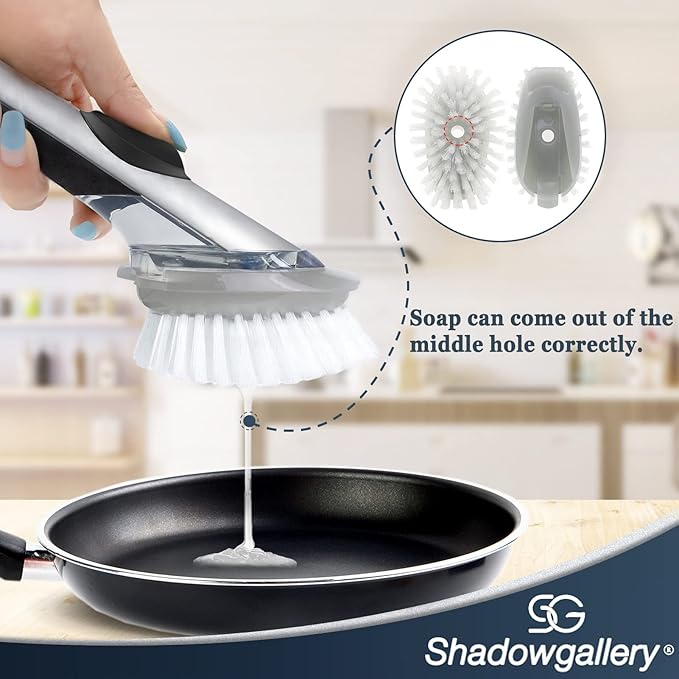 Dish Cleaning Soap Dispensing Brush Refills for OXO Dish Brush - 8 Pack Brush Head Replacement for Scrubber (Grey)