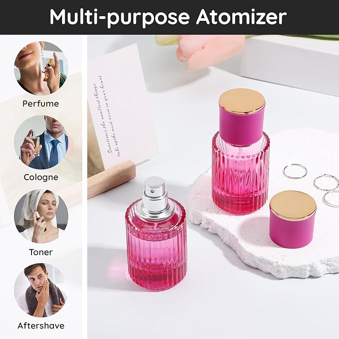 Segbeauty 1oz Perfume Spray Bottle, 30ml Empty Glass Cologne Spray Bottles with Perfume Refill Kit, Pack of 2 Large Travel Cologne Sprayer, Purple Refillable Bottle Sprayer for Dispensing Fragrance