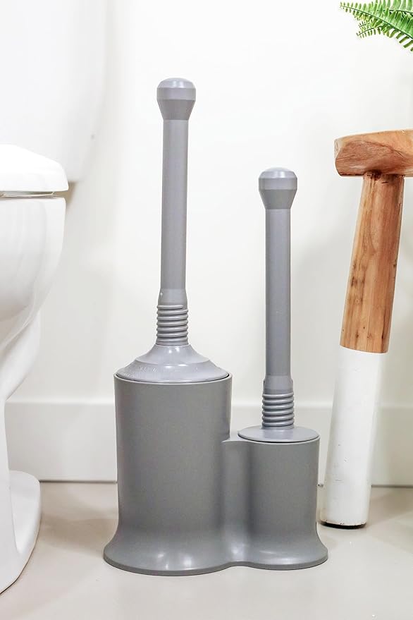 Master Plunger 500 & Toilet Brush Combo Set – Heavy-Duty Gray Toilet Plunger with High-Efficiency Brush and Holder – Durable, Compact Bathroom Cleaning Kit