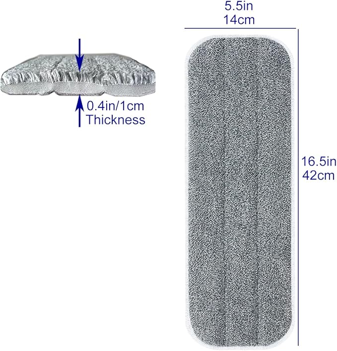Microfiber Mop Replacement Pads- 16.5''x5.5'' Wet Dry Floor Cleaning Pad Compatible with Bona Floor Care System, Reusable Mop Pad Refills Fit 14” to 16” Flat Mop - 6 Pack