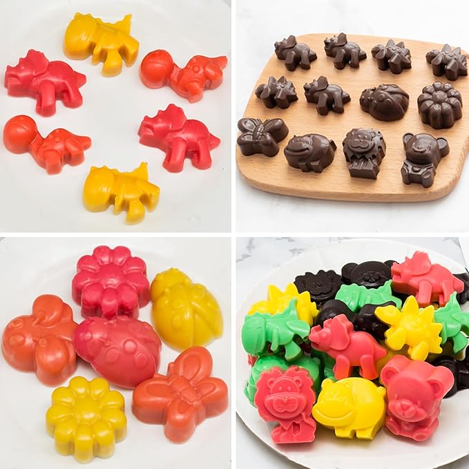 6 Pcs Silicone Chocolate Mold Set - Food-Grade Non-Stick Candy Molds Cookery Moulds for Chocolate, Candy, Jello, Soap & Crayon - Animal Shapes