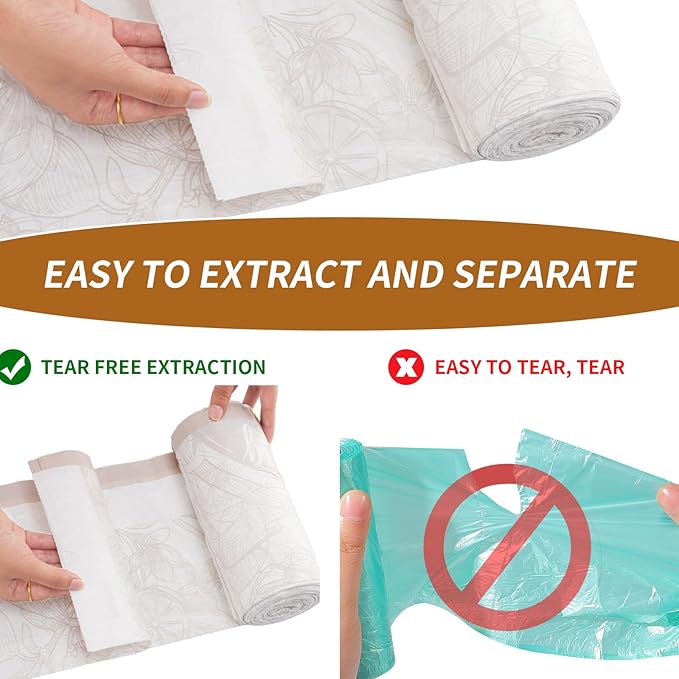 VOK 13 Gallon Trash Bags with Lemon Print & Drawstring, Tear-Resistant Tall Kitchen Garbage Bags, Heavy-Duty Kitchen Trash Bags for Home, 50 Counts