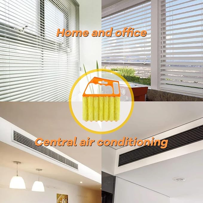 AOCEAN 4 Pcs Blind Cleaner Duster Tool 7-Finger Dusting Cleaner Tool for Window & Air Conditioner Handheld Mini Duster Brush for Wood Blinds Dust Dirt