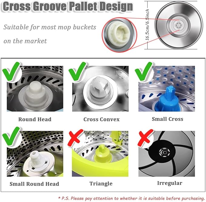 Spin Mop Replacement Mop Handle, 49-inch 360 Degrees Rotating Telescopic Replacement Mop Stick with Stainless Steel Disc for Spin Mop Bucket Cleaning System (Stainless Steel Disc, Khaki)