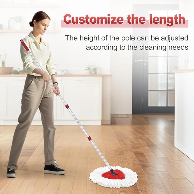 Mop Handle for Ocedar, Mop Handle for O Cedar, Spin Mops Replacement Stick and Base for Ocedar, 4-Section Mops Handles and Base for O Cedar, 30" to 58" Mop Stick Pole and Base for Cedar Mop