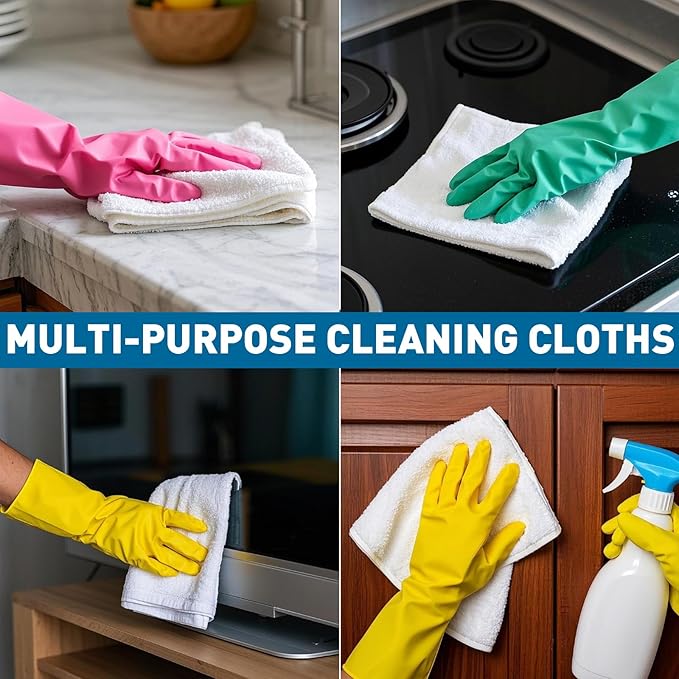 White Microfiber Towels- 50 Pack, Microfiber Cleaning Cloths Bulk, Microfiber Towels for Cars, Cleaning Rags (12x12 inches)