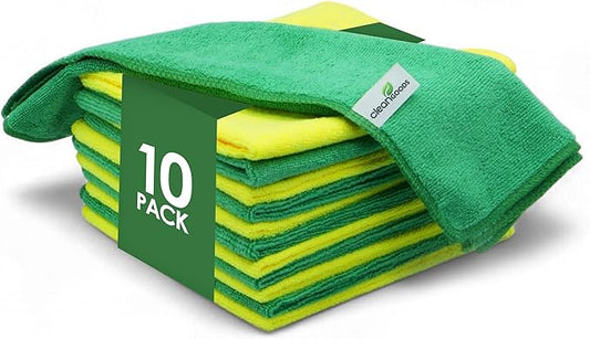 Microfiber Cleaning Cloths 16"x16" - Ultra Absorbent Cleaning Rags for Housekeeping - Reusable Microfiber Towels in Yellow and Green - Detailing Supplies for Kitchen Car Windows 10 Pack