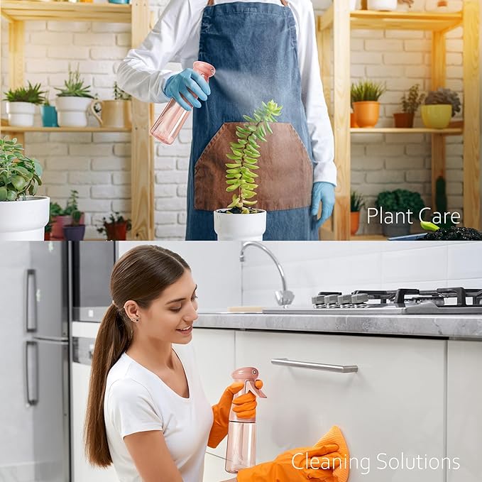 Spray Bottle For Hair, Continuous Mister Sprayer, Ultra Fine Mist Empty Spraying Water Bottles for Hairstyling, Barbers, Salons, Essential Oil Scents, Cleaning, Plants (2 Pack, 6.8 OZ)