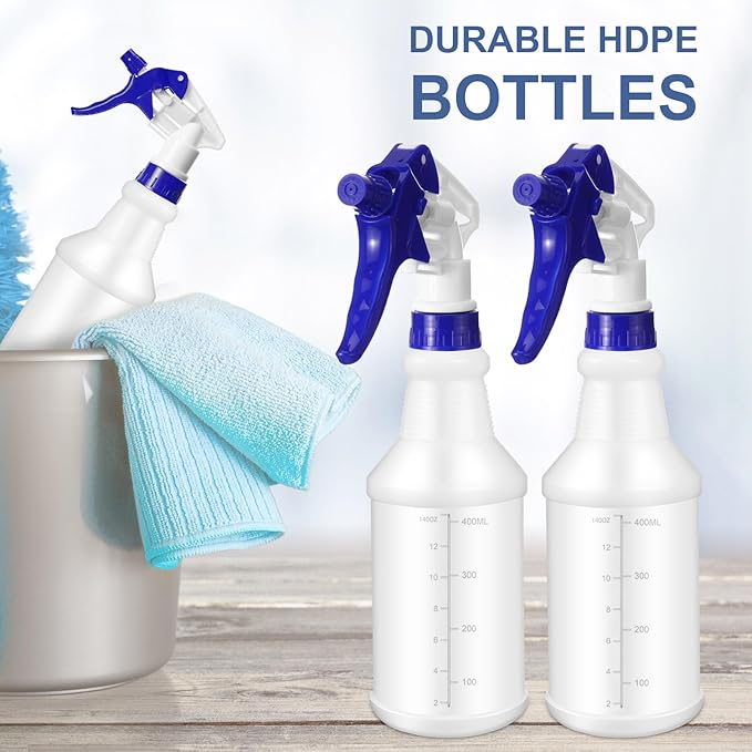 10 Pack Spray Bottles 16 Oz Empty Water Spray Bottles for Cleaning Heavy Duty Refillable Squirt ‌container with Measurements Adjustable Nozzle for Household Commercial Industrial(Blue)