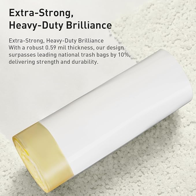 EKO 8 Gallon / 30.3 Liter, 60 Count Drawstring Trash Bags, Extra-Strong Unscented Garbage Bags, Easy-Dispense Roll for Kitchen & Household Use, Resists Tears, Leaks and Punctures, Code F-1, White