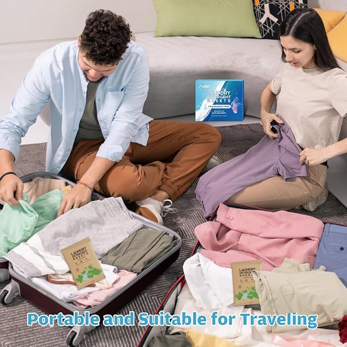 AIDEA Laundry Detergent Sheets, Unscented-(200 Loads) 100 Sheets, No Plastic Jug, Lightweight & Easy To Use For Travel, Apartments, Dorms