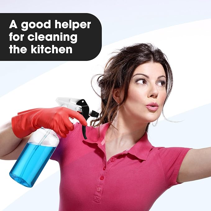 Eccliy 12 Pcs 16 Oz Plastic Spray Bottle, Adjustable Empty Reusable Sprayer for Cleaning, Planting, Water, Bathroom and Kitchen, BBQ, Commercial and Residential (Black,Clear)