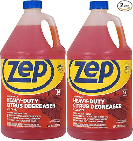 Zep Heavy-Duty Citrus Degreaser Refill - 1 Gallon (Case of 2) ZUCIT128 - Professional Strength Cleaner and Degreaser, Concentrated Pro Formula