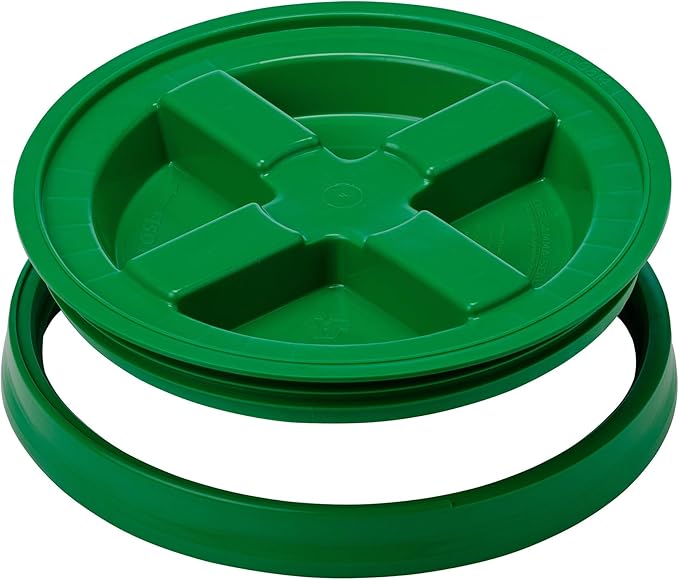 House Naturals 5 Gallon Food Grade Gray Bucket with Green Screw On Air Tight Lid (Pack of 3) BPA Free Made in USA Pails