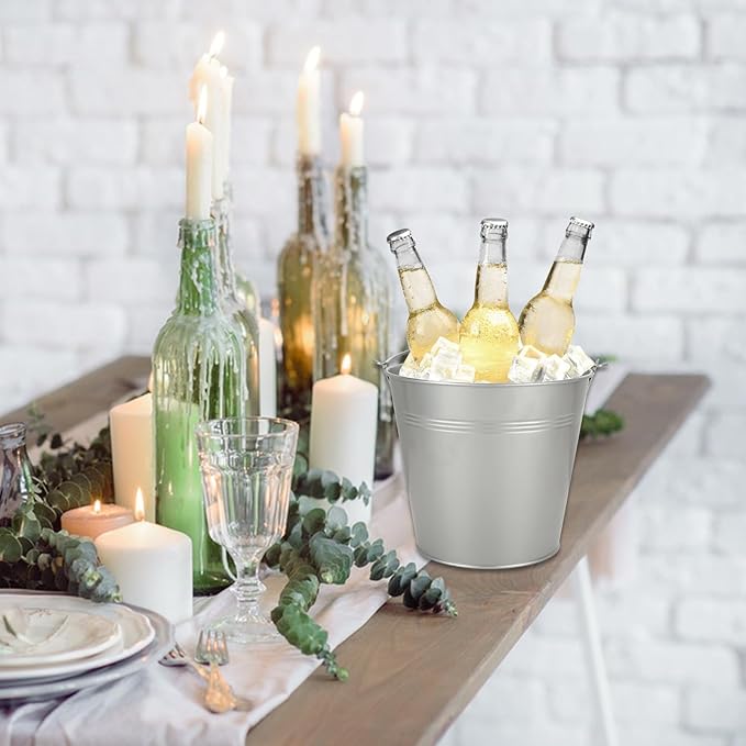 6PCS 6Inch Galvanized Buckets with Handles - Small Metal Flower Pot Planters for Home Decor, Wedding Decorations