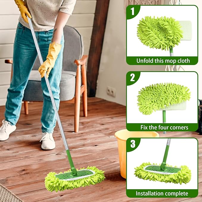 6PCS Reusable Microfiber Mop Pads Compatible with Swiffer Sweeper Mop,Reusable Dry Sweeping Cloths for Swiffer,Wet Mopping Pad Refills & Washable Dry Sweeping Cloths for Hardwood Floor/Tile Cleaning