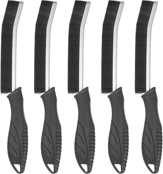 uxcell 5pcs Crevice Cleaning Brush, Hard Bristle Gap Scrub Brush, Bathroom Cleaning Tools for Window Bathroom Faucet Gap, Black