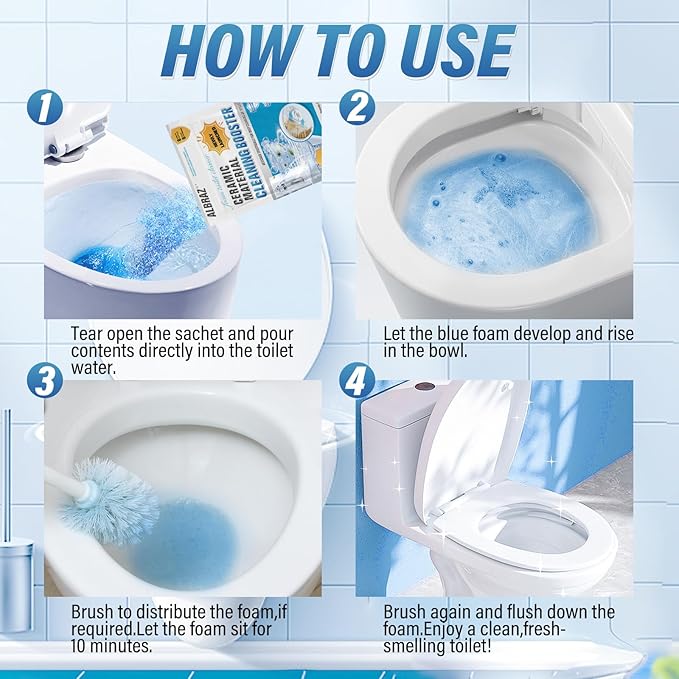 Foam Toilet Cleaner,Toilet Cleaner, Ceramic Mterial Cleaning Booster, Fully automatic, no manual operation required, highly efficient for deep cleaning the inner walls of the toilet.