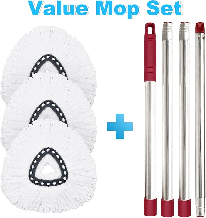 Mop Replace Head for O Cedar, Mop Handle for Ocedar, Mops Heads Replacements for Ocedar Countains Mop Handles Mop Replace Heads for O Cedar 1 Tank Spin Mops
