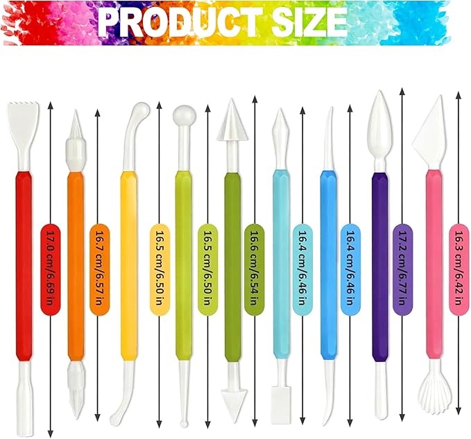 LINPHCEY 9PCS Clay Tools for Kids Air Dry Clay Tool Kit Plastic Clay Sculpting Tools Set for DIY Pottery, Modeling Molding Polymer Clay – Safe & Easy Grip for Beginners & Craft Lovers
