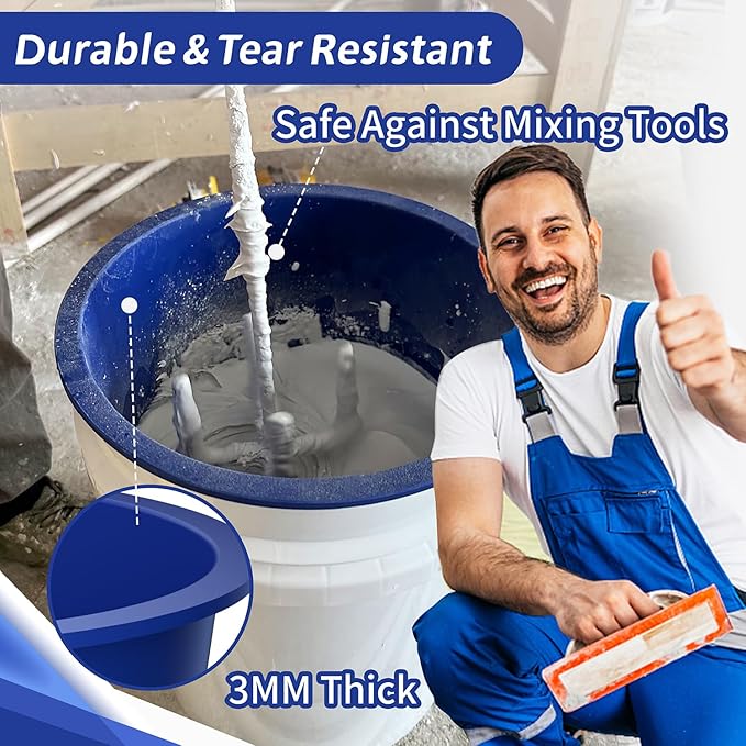 Reusable 5 Gallon Bucket Liner, Time Saving Concrete Tools Durable Silicone Bucket Insert, Food Grade Container for Food Storage, for Paint, Thinset, Ice, Slime, Cleaning, Wall Patch Compound