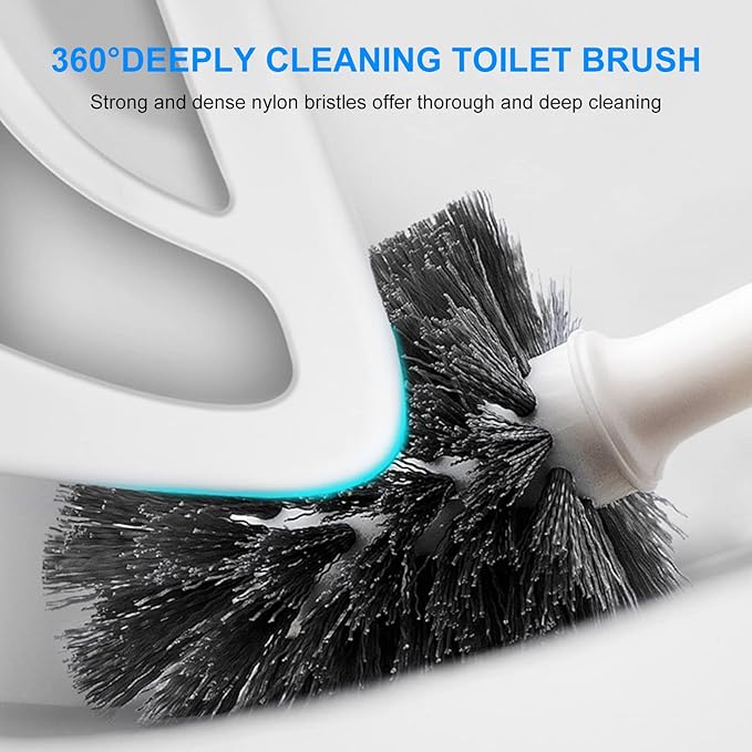 SetSail Toilet Brush and Plunger Set, Toilet Plungers for Bathroom Heavy Duty Toilet Bowl Brush and Holder Hidden Toilet Plunger and Brush Set for Deeply Cleaning - White