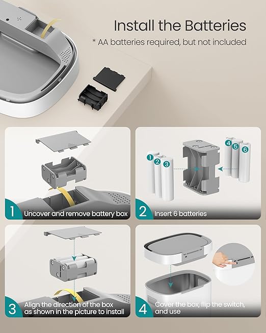 SONGMICS Kitchen Trash Can, 17.2-Gallon (65 L) Motion Sensor Garbage Can, Stainless Steel Trash Bin, Ozone Odor Control, Stay-Open, Cloud White ULTB660W01