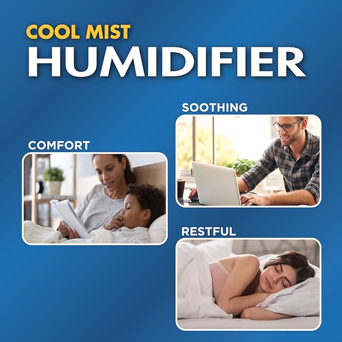 Thera|Care Cool Mist Ultrasonic Humidifier | For Medium Size Rooms | No Filter Required | 16 Hour Run Time