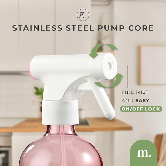 MaisoNovo Spray Bottle for Hair - 16.9 fl oz Pink x 2 with 16 Labels