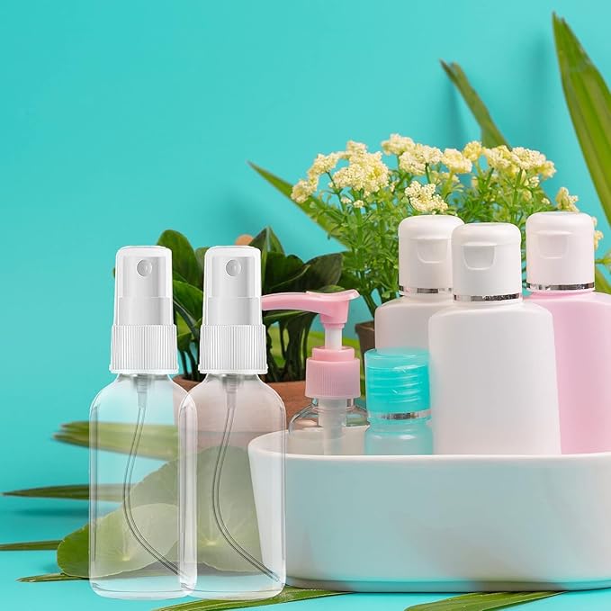 3 Pack 2 OZ Clear Glass Spray Bottles Empty Refillable Bottle is Great for Essential Oils, Plants, Cleaning Solutions, Hair Mister - Mini Spray Bottle - Refillable & Reusable Sprayer.