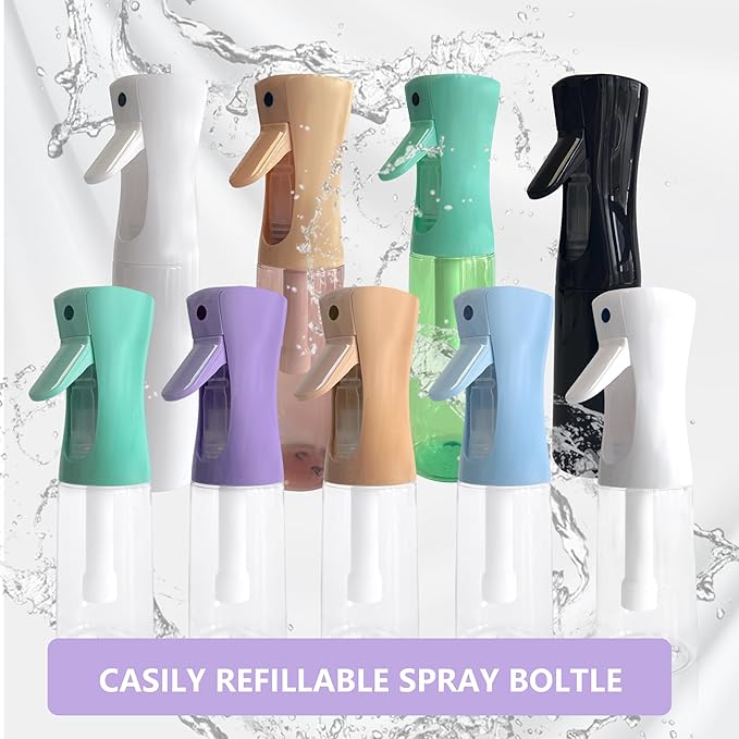 Spray Bottle for Hair Continuous Ultra Fine Mist (200ml) 360° Multi Spray Bottle for Plants, Cleaning, Skin Care Leakproof & Durable 2 Pack