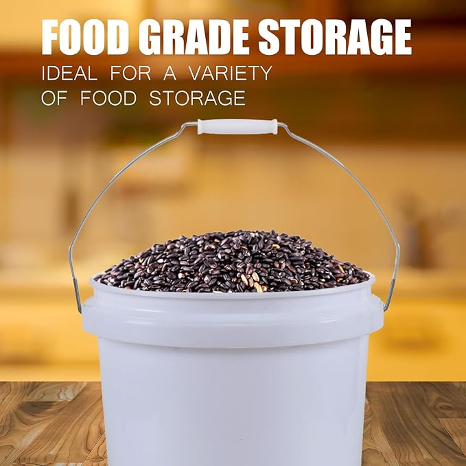 White Pails and Lids, Heavy Duty Plastic Buckets for Storage (4 Gallon, 4 Pack)