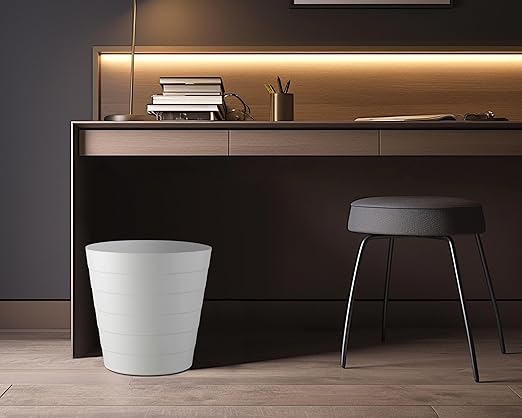 Small Trash Can (2.1 Gallons), Dorm Trash Can, Heavy Duty Dust Bin, Mini Garbage Can for Bedroom (Pack Of 3), Plastic Wastebasket, Bathroom Wastebasket (White) Round paper Trashcan, Office Trash bin