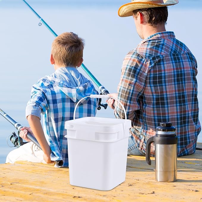 3 Gallon Plastic Bucket with Sealed Lid, 4 Pack Small White Square Bucket Pail Food Grade