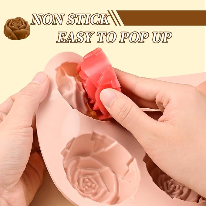 Rose Silicone mold, 18 Cavity Large Rose Flower Silicone Mold for Handmade Soap Candle, Cake Chocolate Jelly Pudding Ice Cube Thanksgiving Christmas Women