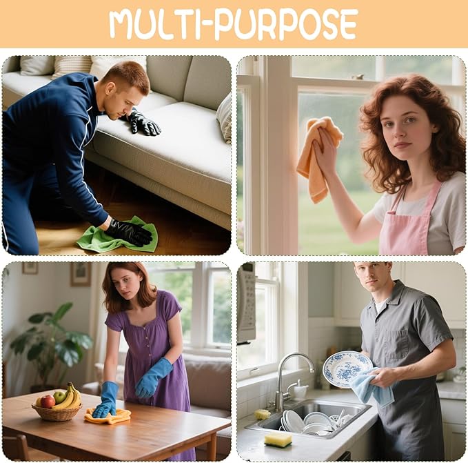 6 Pack Extra Large Microfiber Cleaning Cloths 20"x30", Lint-Free Reusable Towels for Home, Glass, Windows, Office, Kitchen, Bathroom – Mixed Color