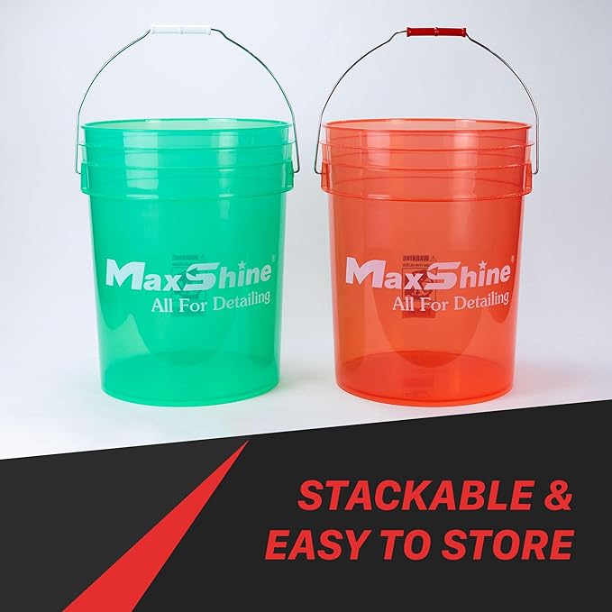 Maxshine 5gal Universal Red Detailing Bucket – Car Wash Bucket for Scratch-Free Washing, Garage Storage & Detailing Tools – Holds Soap, Foam Cannon, Microfiber Towels & More