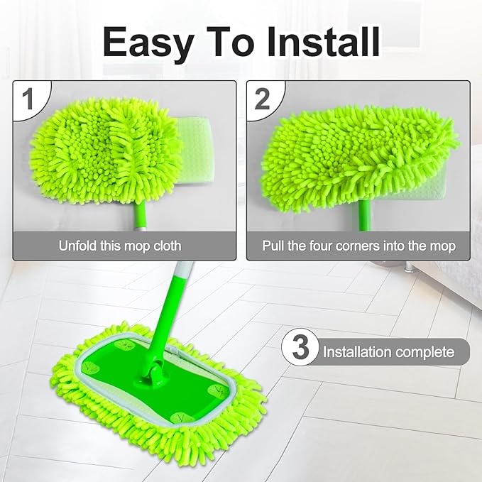 Reusable Mop Pads for Swiffer, 4-Pack Microfiber Washable Reusable Mop Duster Pads for Swiffer Sweeper Mop, Wet Dry Sweeping Mop Pad for Swiffer Sweeper Mop
